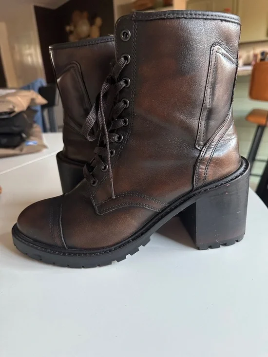 Thursday Boot Company Rebel Lace-Up Heeled Boot - Black Coffee - Picture 2 of 8